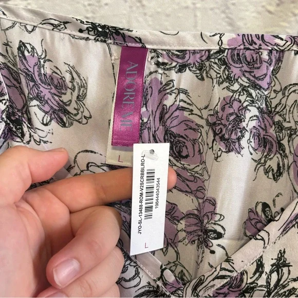 Adore Me Karrina Floral Satin Sleep Romper - Picture 8 of 12